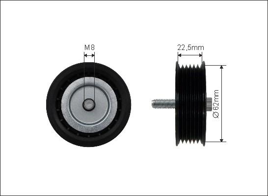 Caffaro 450-99 - Usmeravajući / vodeći točkić, klinasti rebrasti kaiš parts5.com