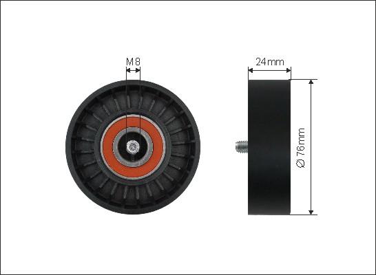 Caffaro 500053 - Szíjtárcsa / vezetőgörgő, hosszbordás szíj parts5.com