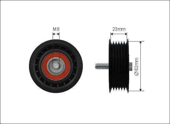 Caffaro 500164 - Usmeravajući / vodeći točkić, klinasti rebrasti kaiš parts5.com