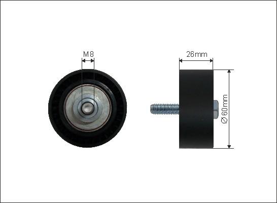 Caffaro 03-14 - Usmeravajući / vodeći točkić, klinasti rebrasti kaiš parts5.com