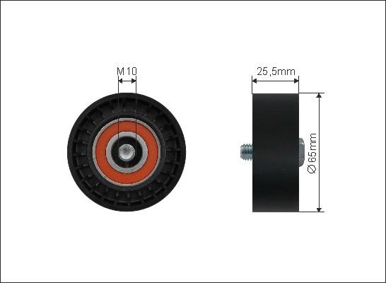 Caffaro 348-00 - Deflection / Guide Pulley, v-ribbed belt parts5.com