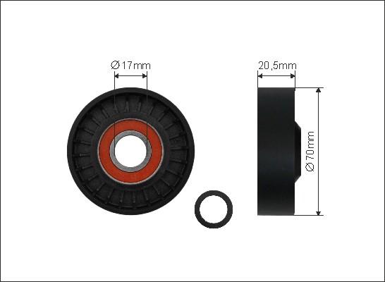 Caffaro 487-97 - Szíjtárcsa / vezetőgörgő, hosszbordás szíj parts5.com