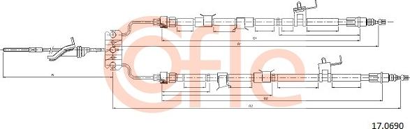 Cofle 17.0690 - Cable, parking brake parts5.com