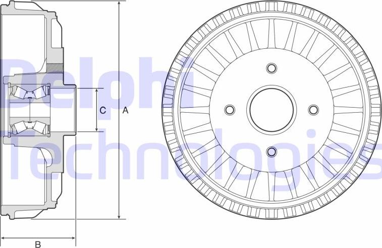 Delphi BFR768 - Brake Drum parts5.com