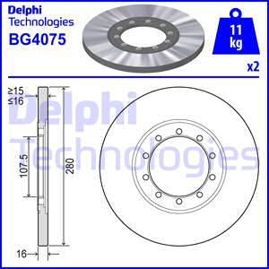 Delphi BG4075 - Disque de frein parts5.com