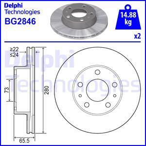 Delphi BG2846 - Disque de frein parts5.com