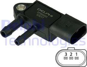 Delphi DPS00003 - Capteur, pression des gaz échappement parts5.com