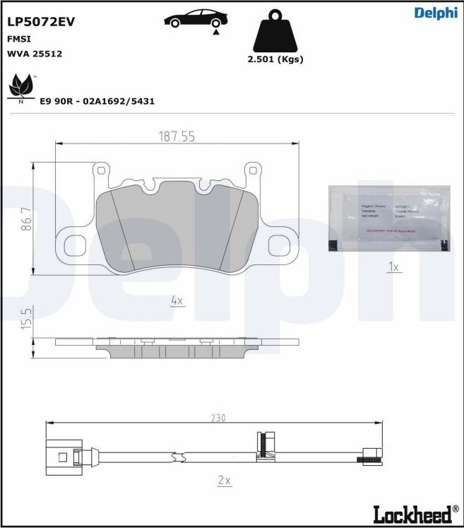 Delphi LP5072EV - Set placute frana,frana disc parts5.com