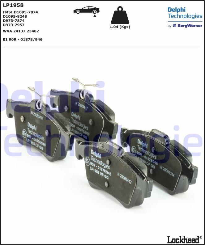 Delphi LP1958 - Brake Pad Set, disc brake parts5.com