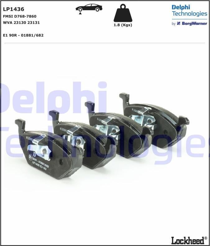 Delphi LP1436 - Piduriklotsi komplekt,ketaspidur parts5.com