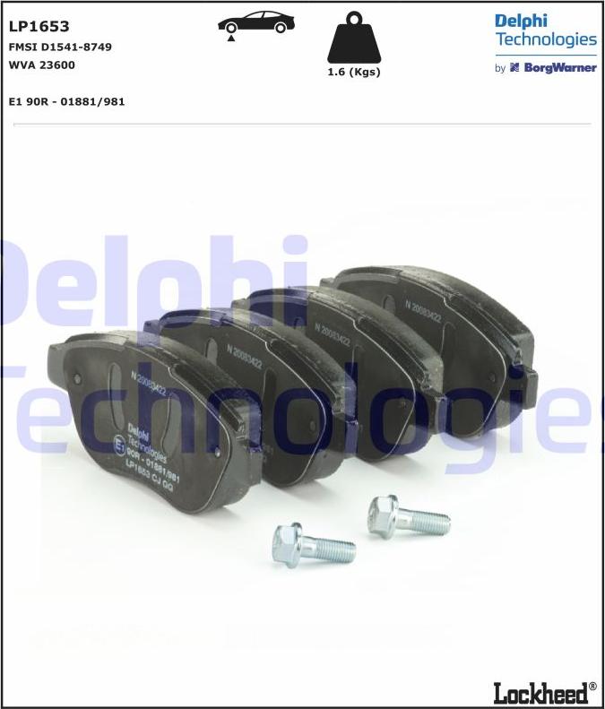 Delphi LP1653 - Set placute frana,frana disc parts5.com