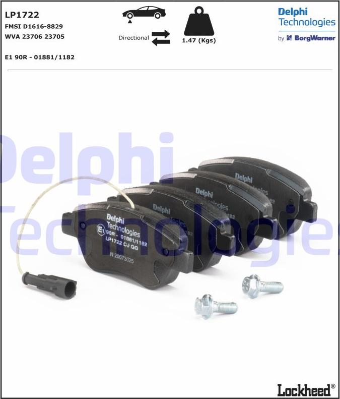 Delphi LP1722 - Brake Pad Set, disc brake parts5.com