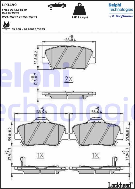 Delphi LP3499 - Set placute frana,frana disc parts5.com