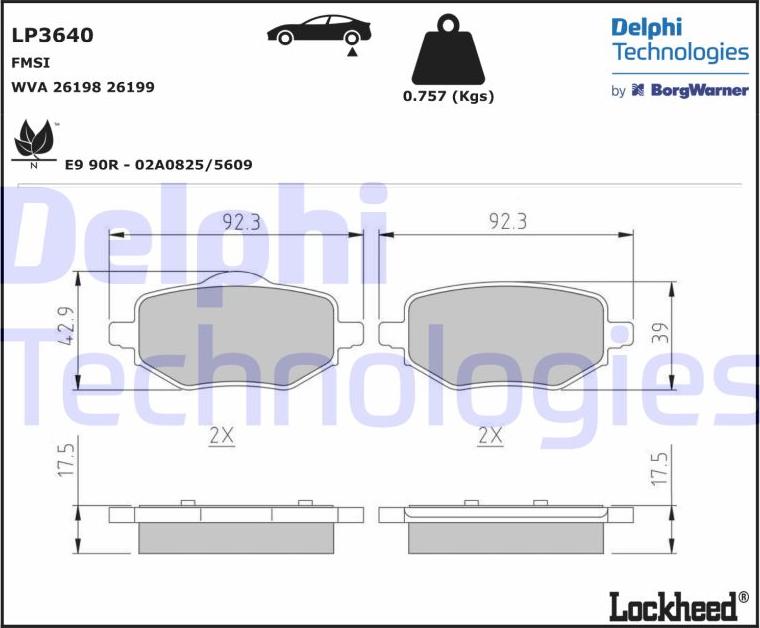 Delphi LP3640 - Fren balata seti, diskli fren parts5.com