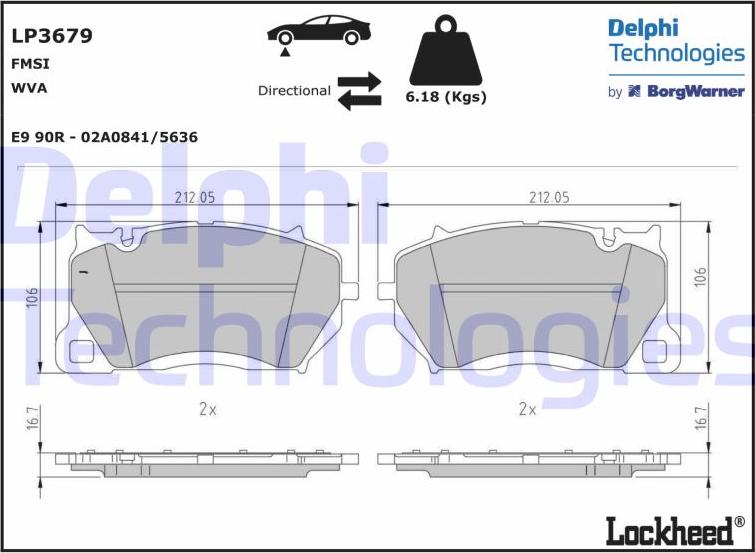 Delphi LP3679 - Juego de pastillas de freno parts5.com