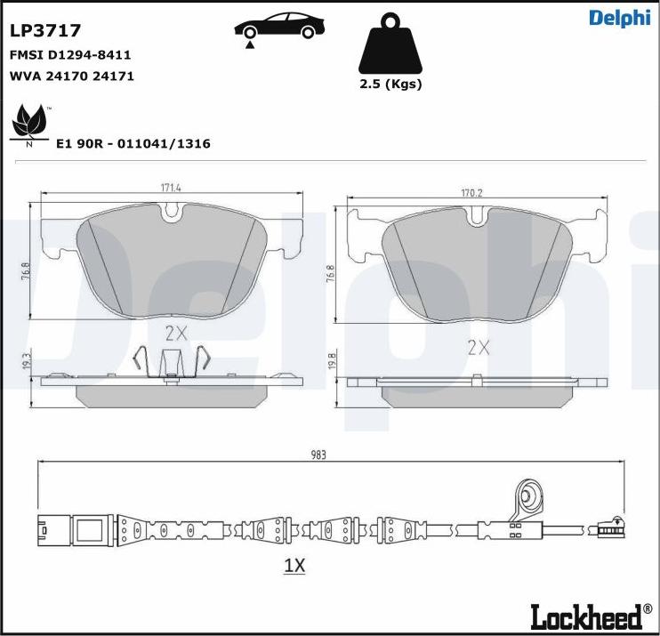 Delphi LP3717 - Set placute frana,frana disc parts5.com