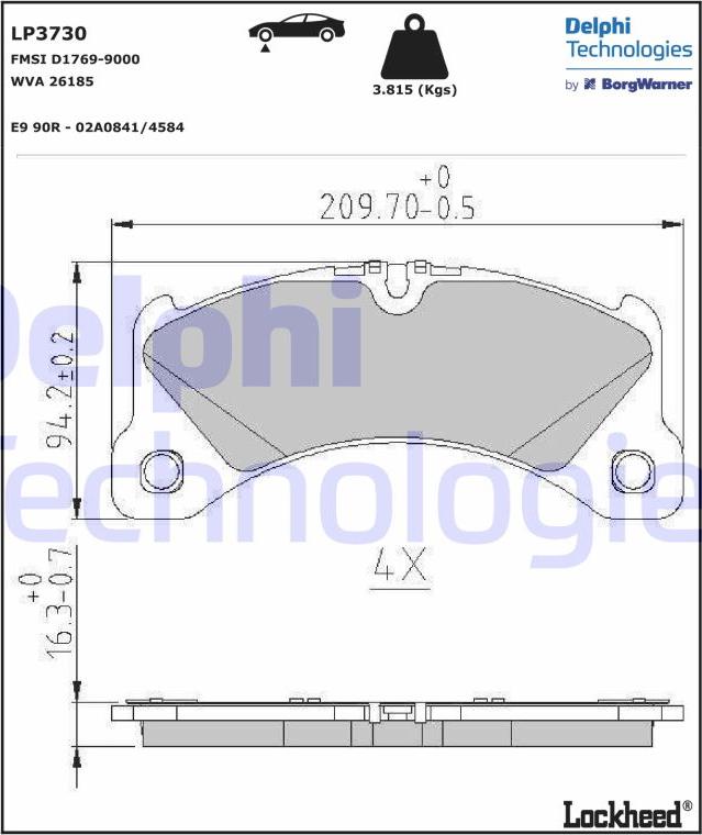 Delphi LP3730 - Set placute frana,frana disc parts5.com