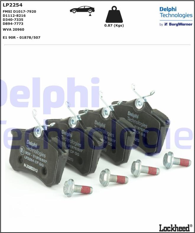 Delphi LP2254 - Brake Pad Set, disc brake parts5.com