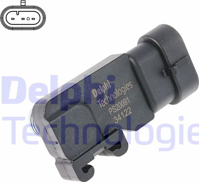 Delphi PS20091-12B1 - Αισθητ., πίεση πολλ. εισαγωγής parts5.com