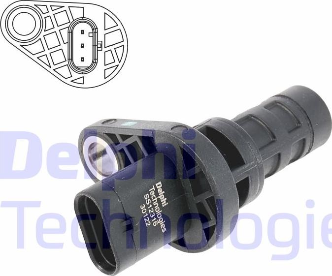 Delphi SS12316-12B1 - Sensor, crankshaft pulse parts5.com