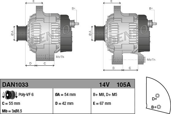 Denso DAN1033 - Alternator parts5.com