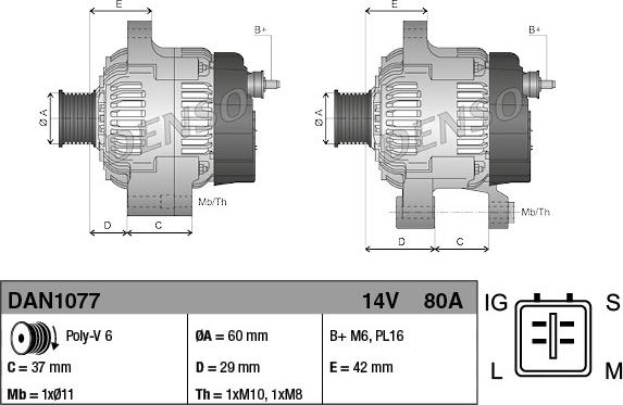 Denso DAN1077 - Generátor parts5.com