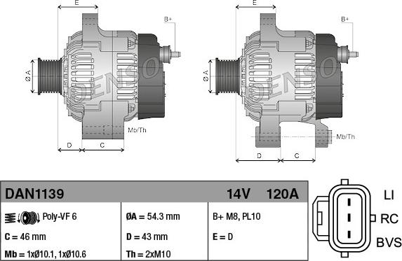 Denso DAN1139 - Laturi parts5.com