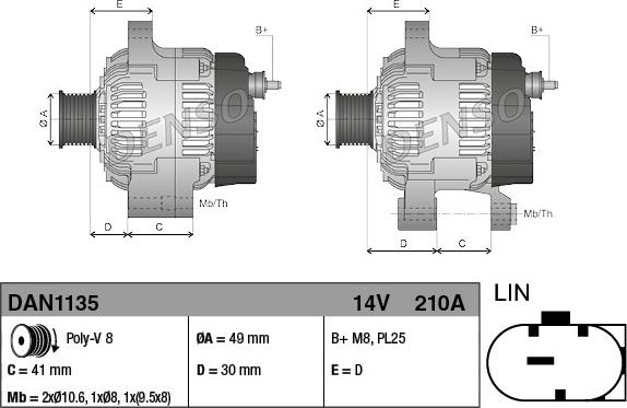 Denso DAN1135 - Generaator parts5.com