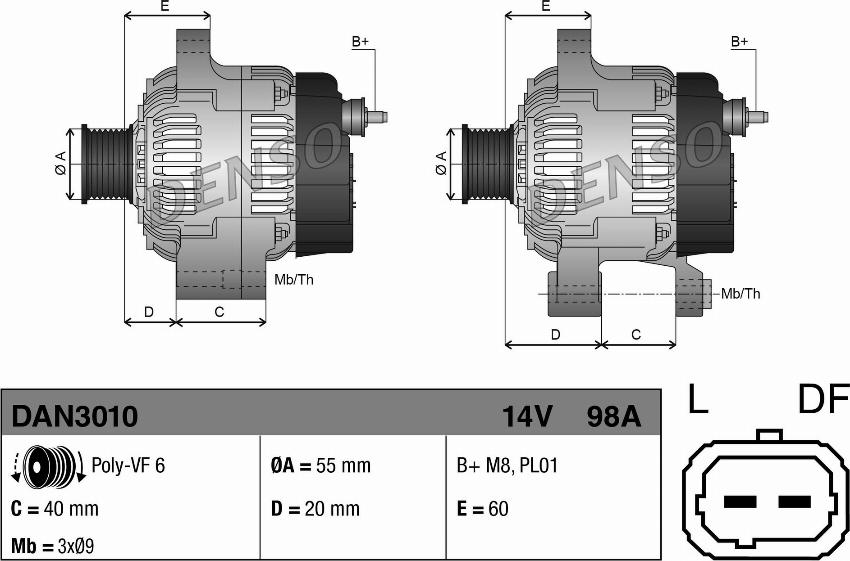 Denso DAN3010 - Alternateur parts5.com