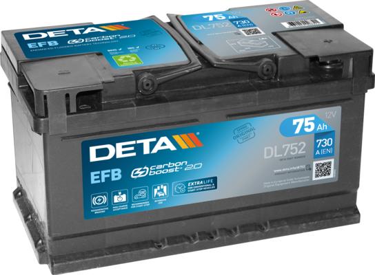 DETA DL752 - Стартерная аккумуляторная батарея, АКБ parts5.com