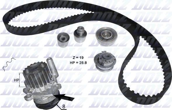 DOLZ KD100 - Pompa wodna + zestaw paska rozrządu parts5.com