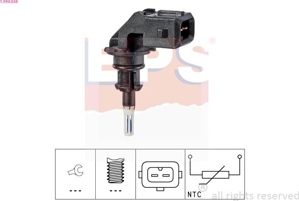 EPS 1.994.038 - Sensor, temperatura del aire de admisión parts5.com