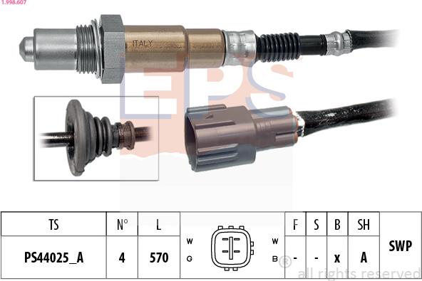 EPS 1.998.607 - Αισθητήρας λάμδα parts5.com