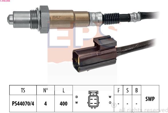 EPS 1.998.098 - Sonde lambda parts5.com