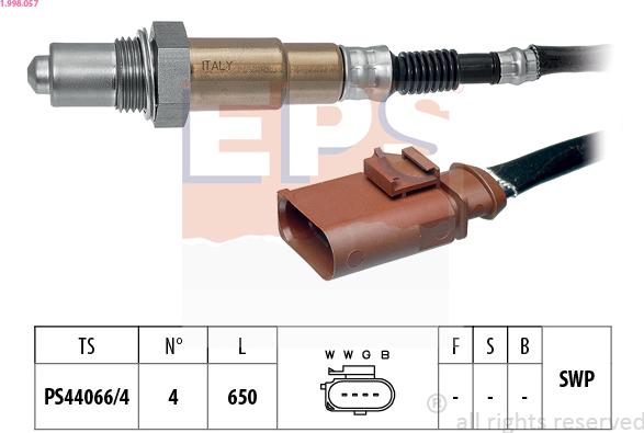 EPS 1.998.057 - Lamda-sonda parts5.com