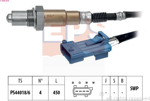 EPS 1.998.078 - Sonda Lambda parts5.com