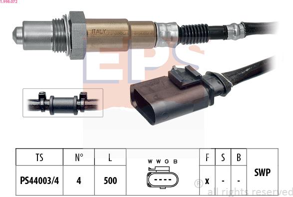 EPS 1.998.072 - Sonda Lambda parts5.com