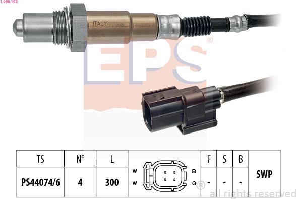 EPS 1.998.153 - Αισθητήρας λάμδα parts5.com