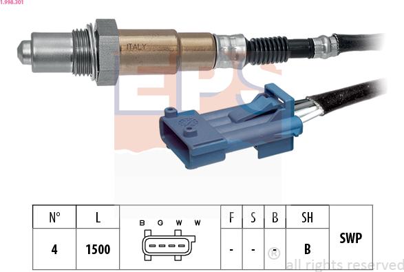 EPS 1.998.301 - Αισθητήρας λάμδα parts5.com