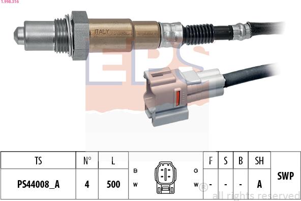 EPS 1.998.316 - Sonda Lambda parts5.com