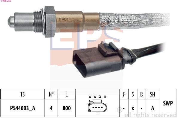 EPS 1.998.250 - Sonda lambda parts5.com