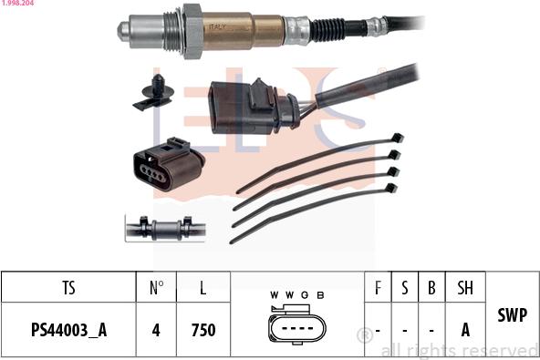 EPS 1.998.204 - Αισθητήρας λάμδα parts5.com