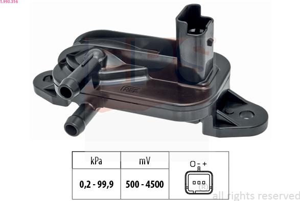 EPS 1.993.316 - Sensor, exhaust pressure parts5.com