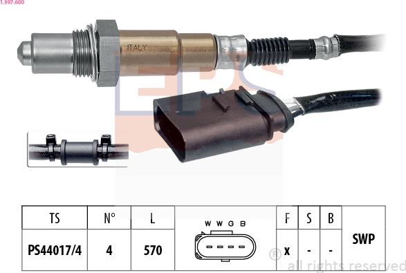 EPS 1.997.600 - Αισθητήρας λάμδα parts5.com