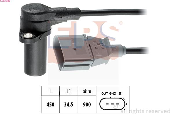 EPS 1.953.383 - Sensor, crankshaft pulse parts5.com