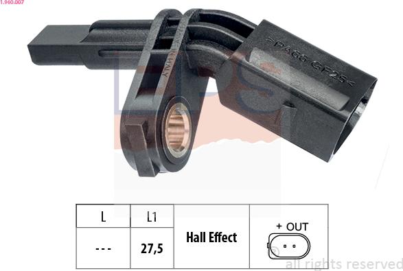 EPS 1.960.007 - Snímač počtu otáčok kolesa parts5.com