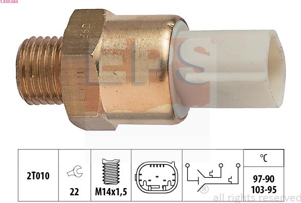 EPS 1.850.684 - Temperaturschalter, Kühlerlüfter parts5.com