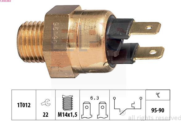 EPS 1.850.064 - Temperature Switch, radiator / air conditioner fan parts5.com