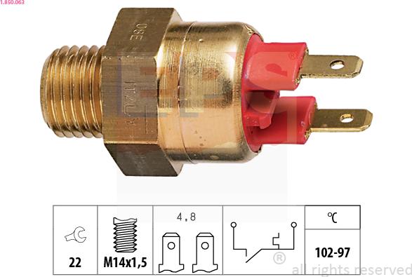 EPS 1.850.063 - Temperature Switch, radiator / air conditioner fan parts5.com