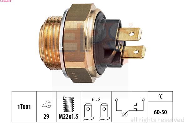 EPS 1.850.034 - Temperature Switch, radiator / air conditioner fan parts5.com